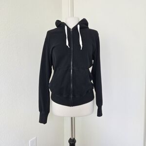 John Elliott Black Full Zip Closure Relaxed Sweatshirt Hoodie Size Small
